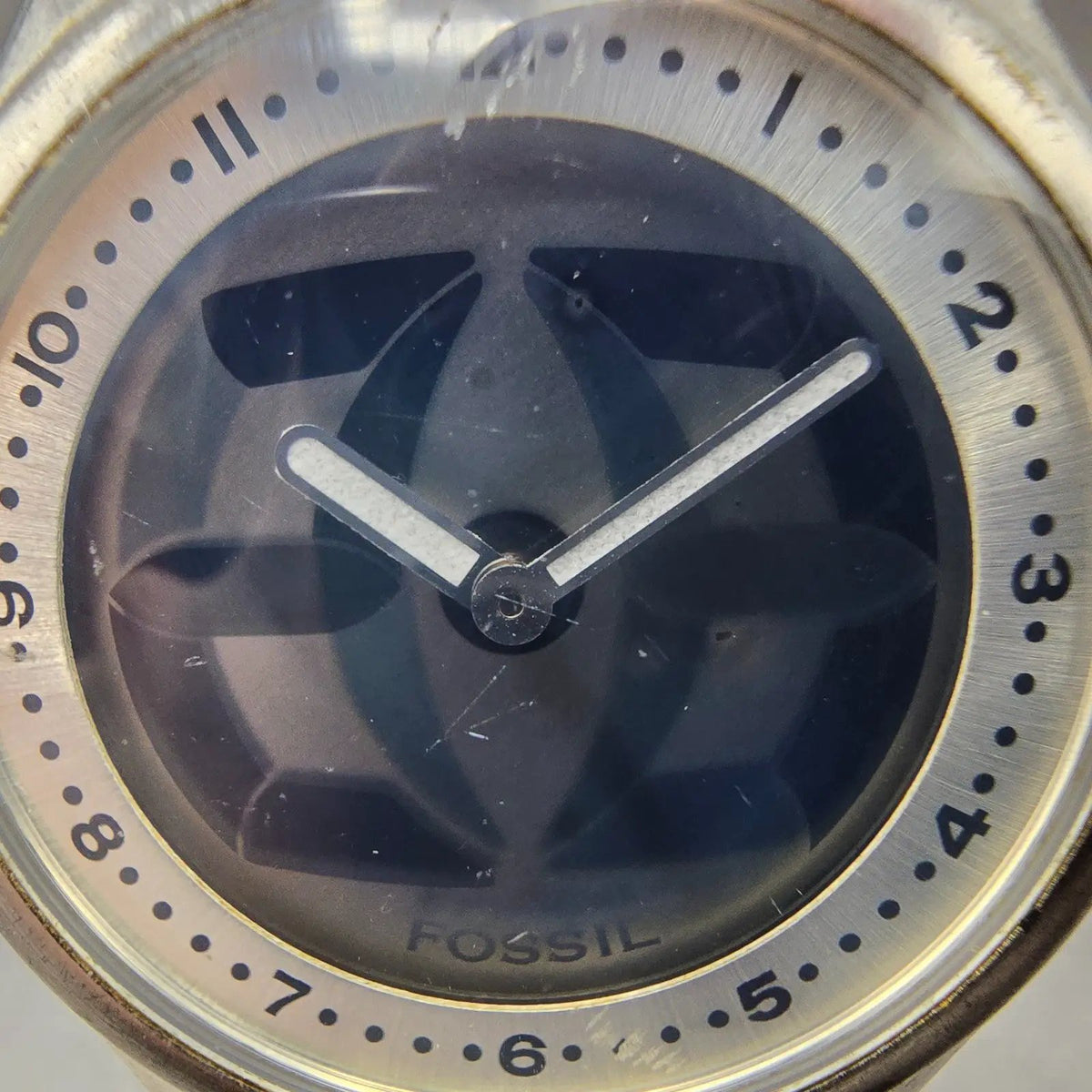 Fossil Big Tic Watch Men 38mm Black Dial Silver Tone Round JR-7843 New Battery D1