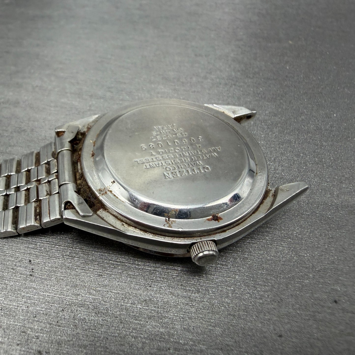 Citizen Seven Star Watch Men 35mm Silver Dial Silver Tone Daydate 4-140214 PARTS10