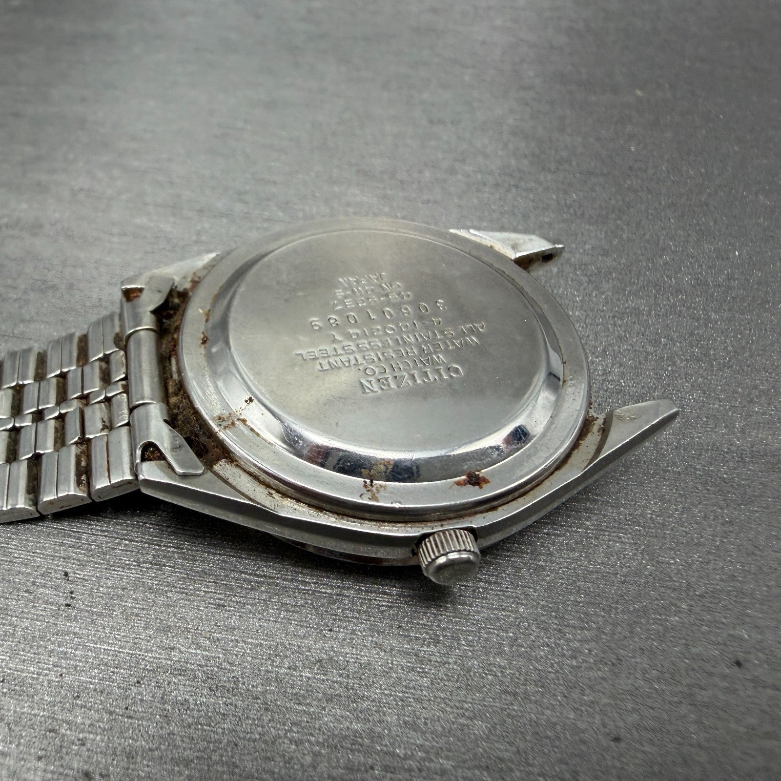 Citizen Seven Star Watch Men 35mm Silver Dial Silver Tone Daydate 4-140214 PARTS10