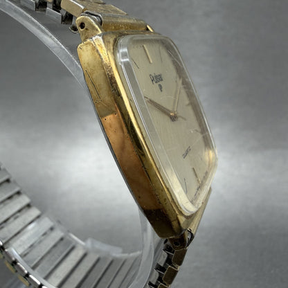 Seiko Pulsar Tank Watch Men 29mm Champagne Dial Gold Tone Y4816280 New Battery3