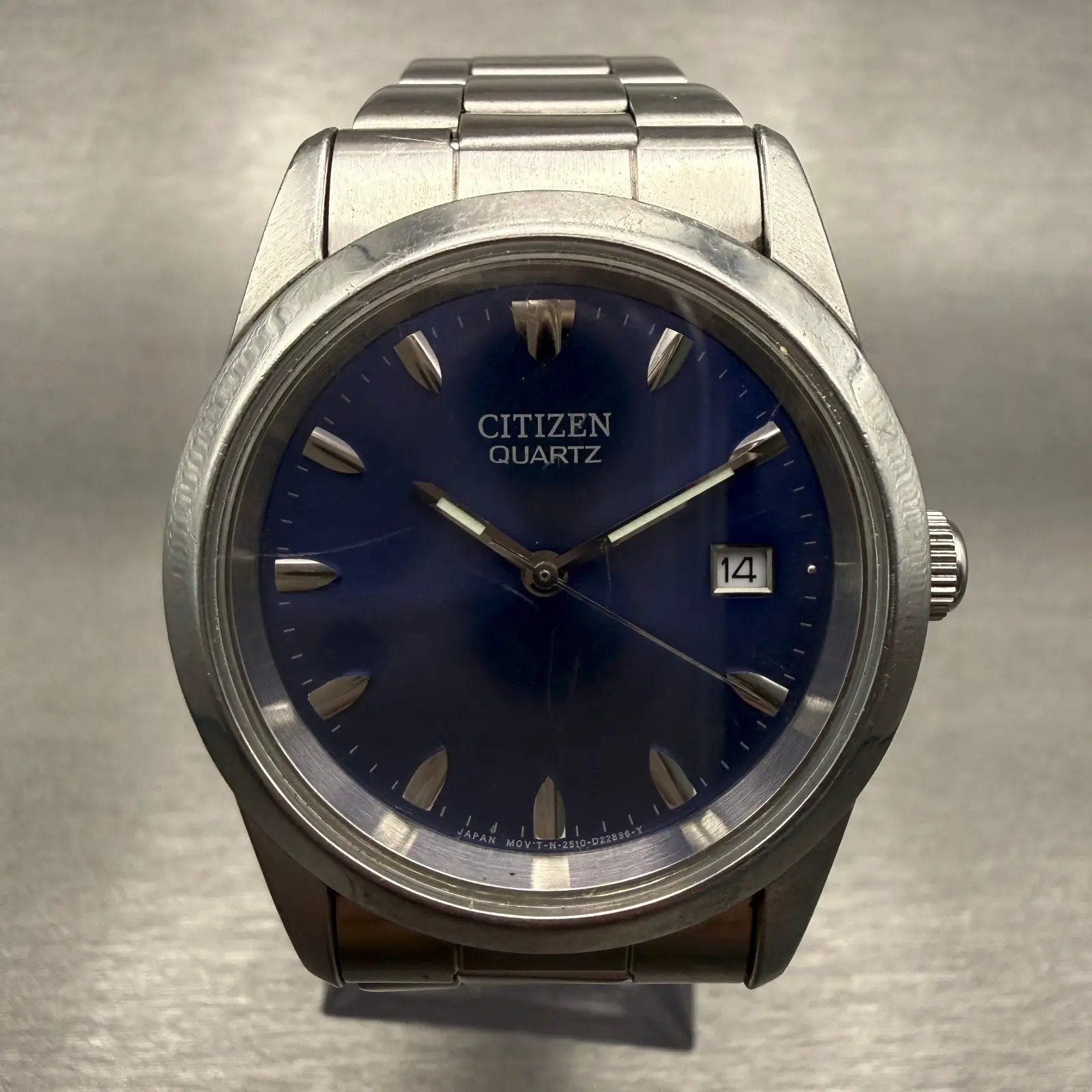 Citizen Watch Men 35mm Blue Dial Silver Tone Date Round 2510-S027845 New Battery0