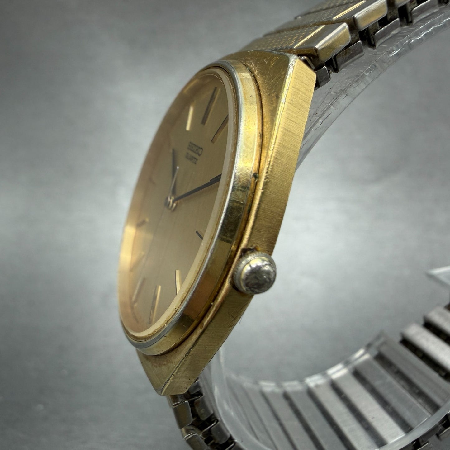 Seiko Watch Men 33mm Champagne Dial Gold Tone Round 7810-8019 New Battery2