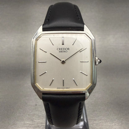 Seiko Credor Watch Men 28mm Silver Dial Silver Tone Octagon 6020-5090 New Batt0