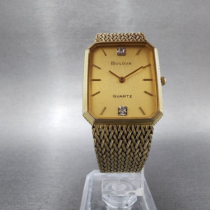 Bulova Tank Watch Men 26mm Champagne Dial Gold Tone Octagon PARTS6
