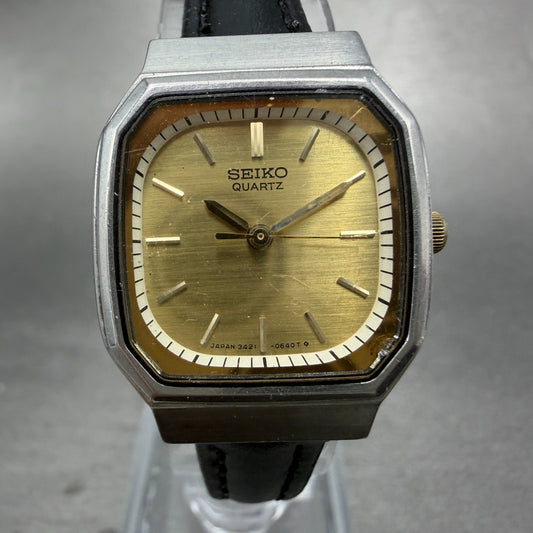 Seiko Watch Women 23mm Champagne Dial Silver Tone Octagon 3421-527A New Battery0