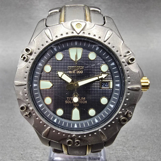 Citizen Eco-Drive Dive Watch Men 41mm Black Dial Titanium Date 7875-H04945 works0