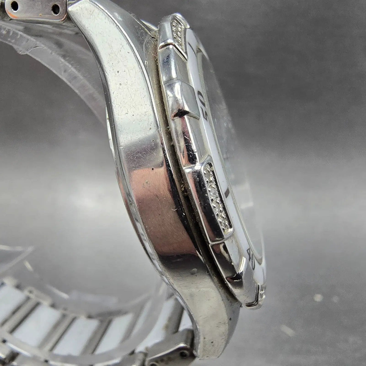 Citizen Eco-Drive Chronograph Watch Women 39mm White Dial Steel Diamonds Runs3
