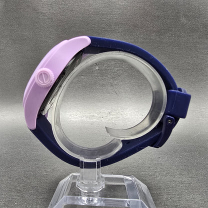 ESQ Movado One Watch Women 42mm Purple Dial Pink Date Round 07301433 New Battery6