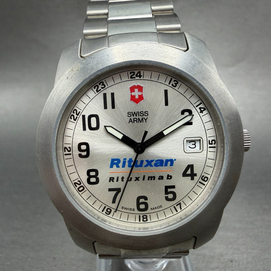 Victorinox Swiss Army Field Watch Men 39mm Silver Dial Steel Date New Battery KL0