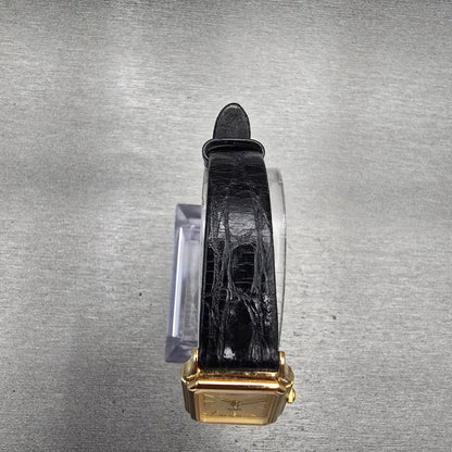 Seiko Spirit Tank Watch Women 20mm Gold Dial Gold Rectangle 1F21-5B40 New Batt4