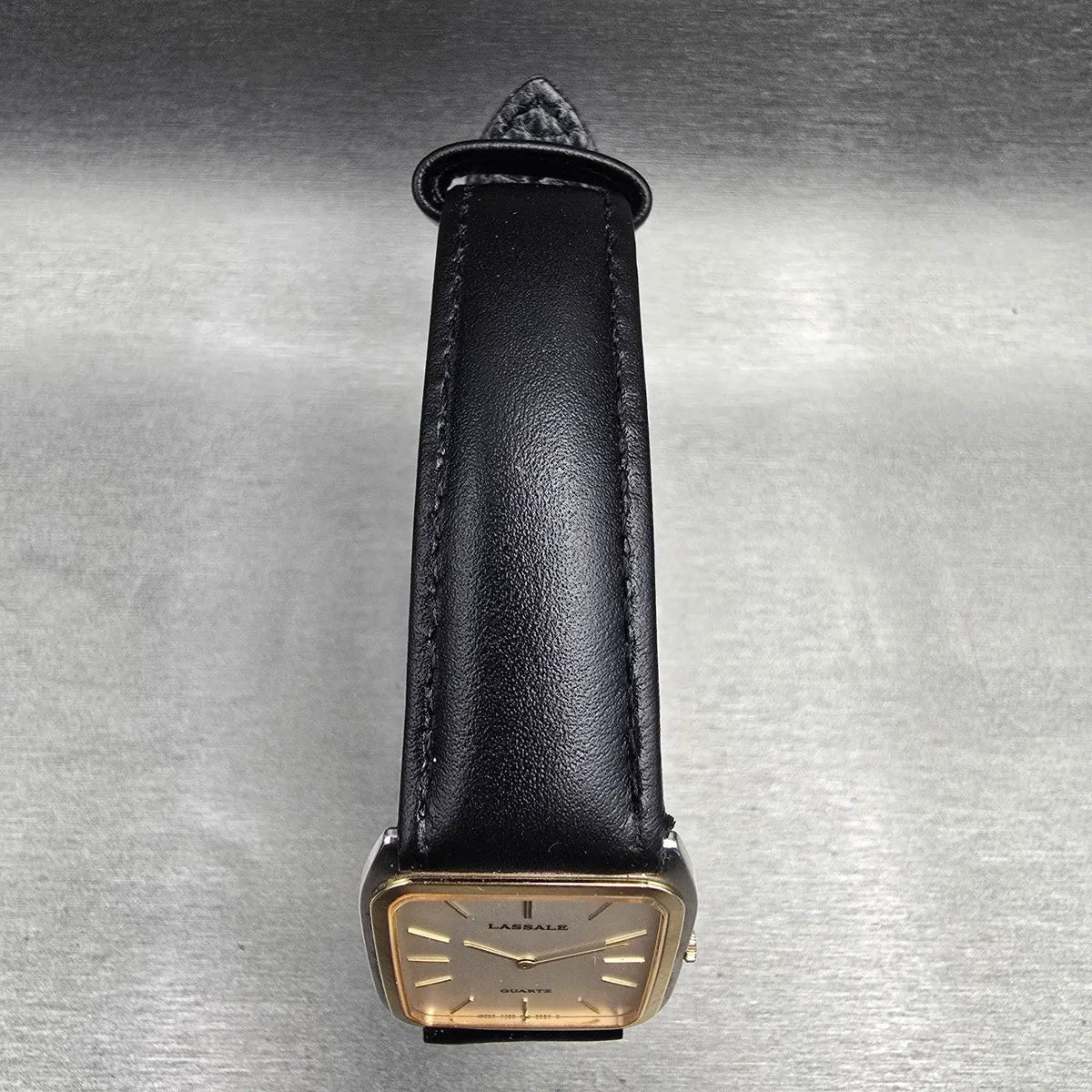Seiko Lassale Watch Men 26mm Silver Dial Two Tone Rectangle 7750-5459 New Batt4