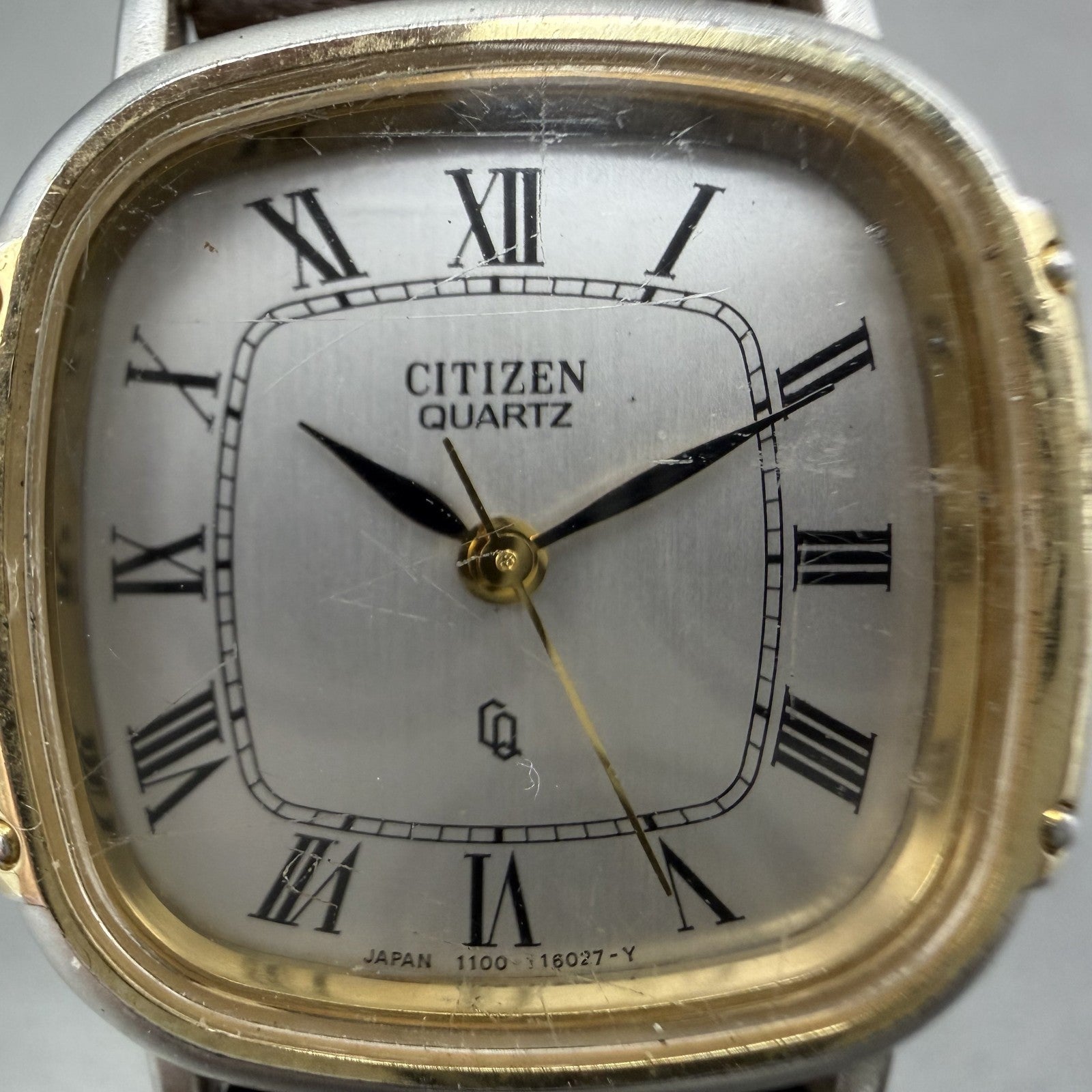 Citizen CQ Watch Women 25mm Silver Dial Two Tone Rectangle 1100108736 New Batt1