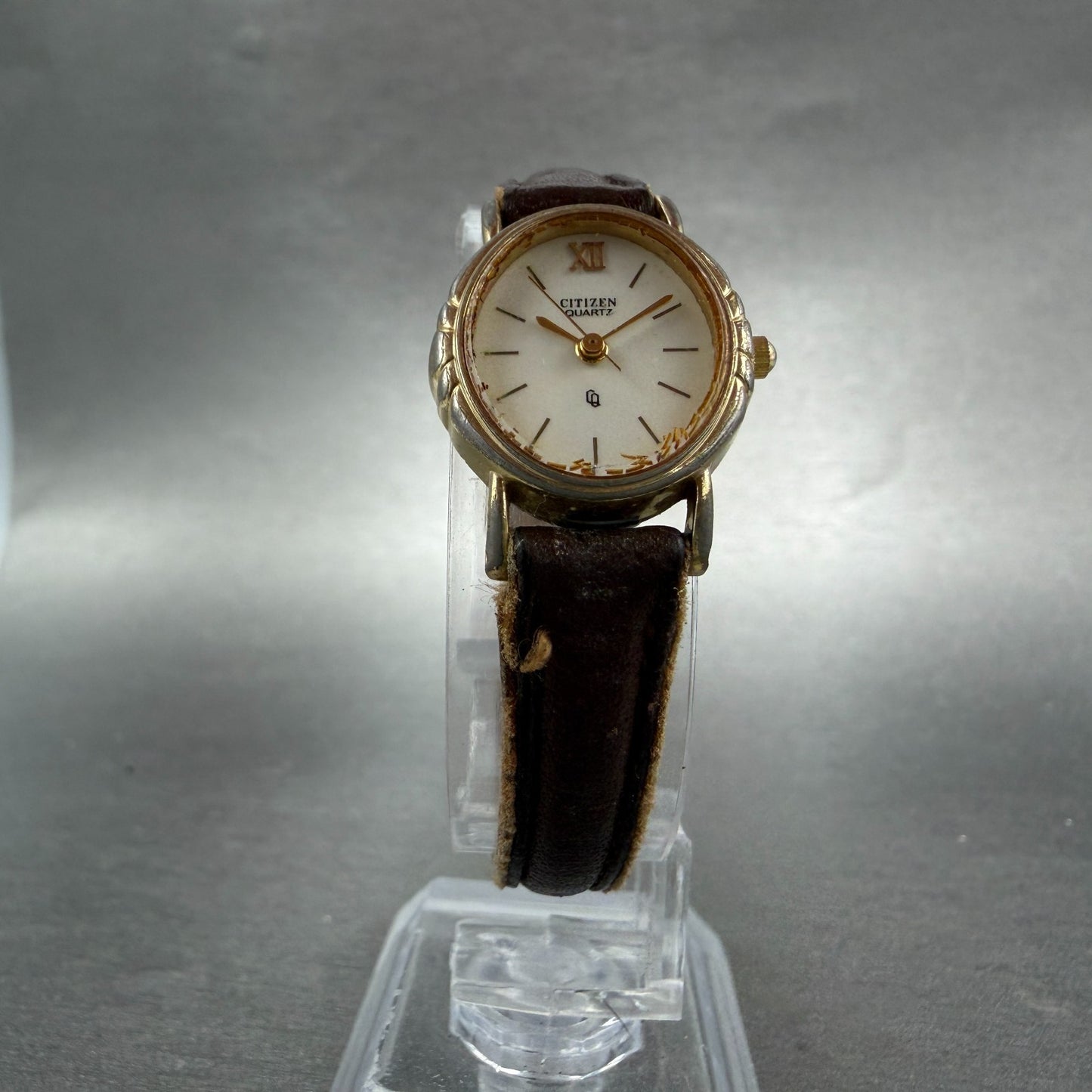 Citizen CQ Watch Women 19mm White Dial Gold Tone Oval 2931-292758 New Battery5
