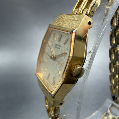 Seiko Watch Women 17mm Champagne Dial Gold Tone Octagon 1221-5540 New Battery2