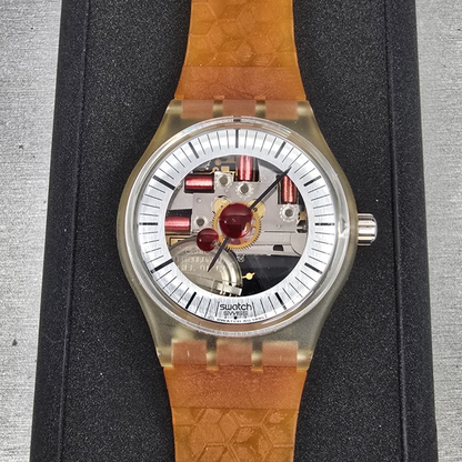 Swatch Musicall Adam Watch Men 34mm Skeleton Dial Alarm SLZ106 New Battery NOS2