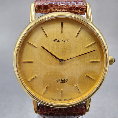 Citizen Exceed Watch Women 25mm Gold Dial Gold Tone Round 2200222911 New Batt1