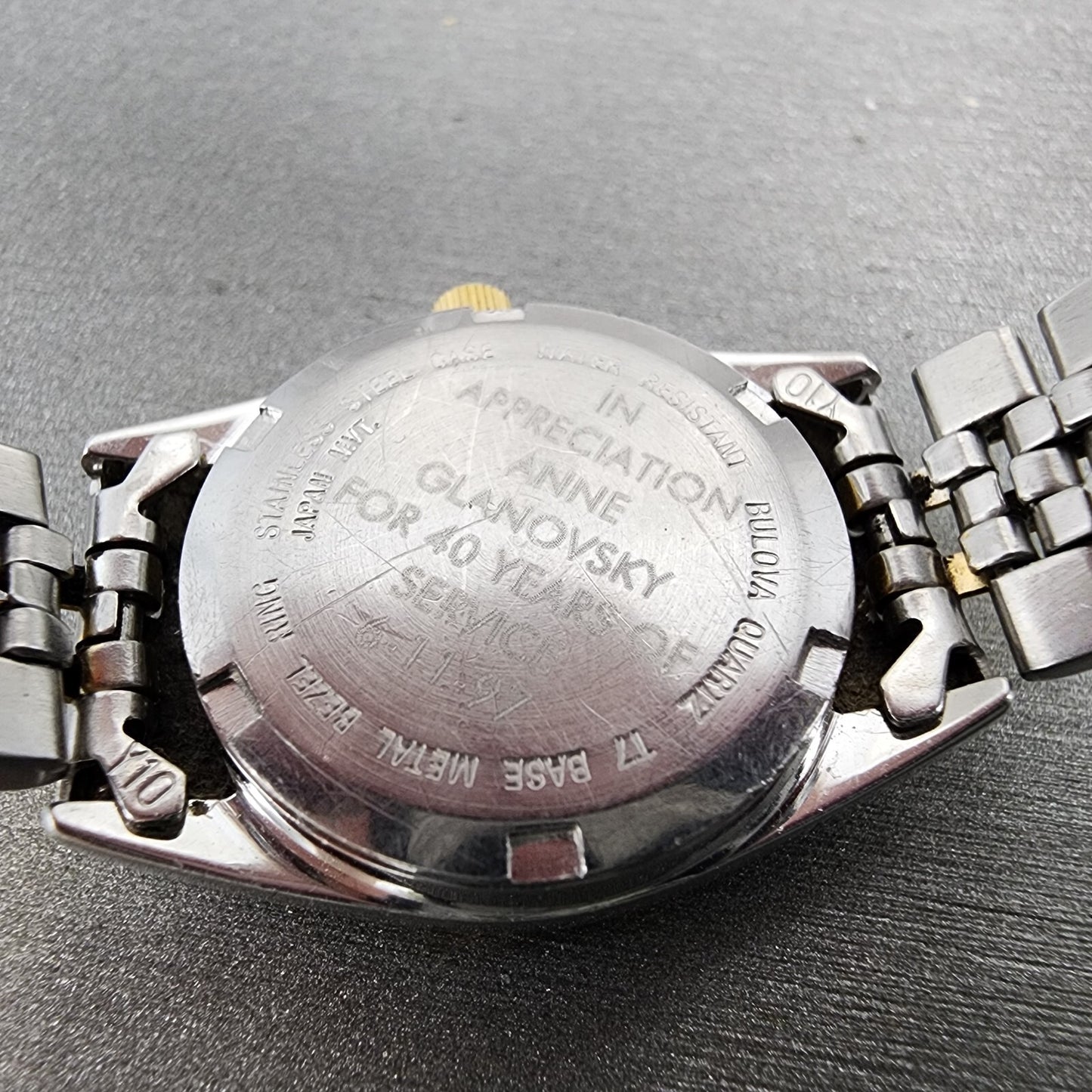 Bulova Marine Star Watch Women 24mm Gold Dial Two Tone Date Round New Battery9