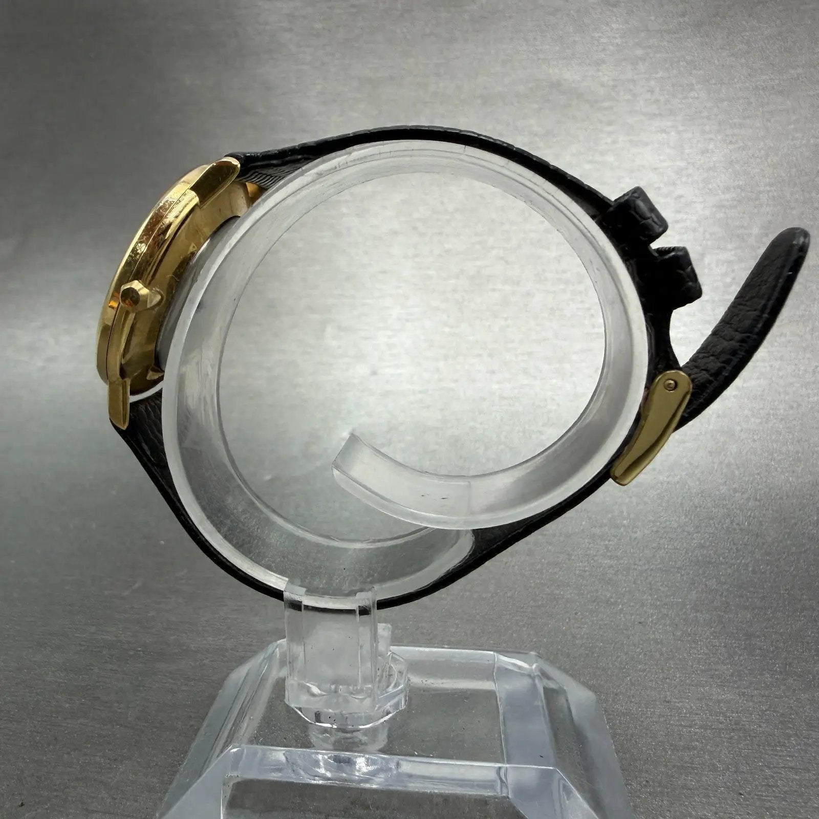 Wittnauer Watch Women 30mm Black Dial Gold Tone Round New Battery Vintage Swiss6