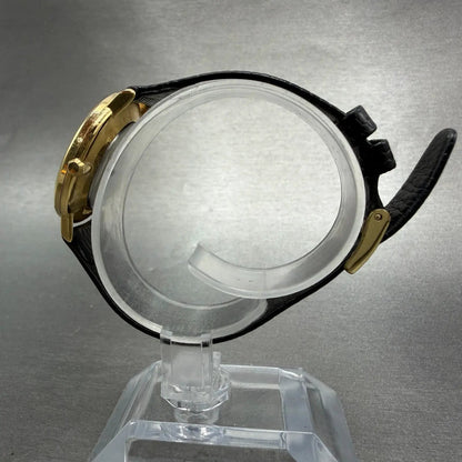 Wittnauer Watch Women 30mm Black Dial Gold Tone Round New Battery Vintage Swiss6