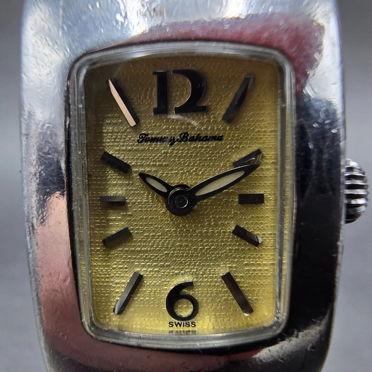 Tommy Bahama Watch Women 20mm Cream Dial Silver Tone Rectangle New Batt TB20351