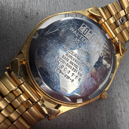 Citizen President Watch Men 35mm Gold Dial Gold Tone Daydate 6100-R00391 New Bat10
