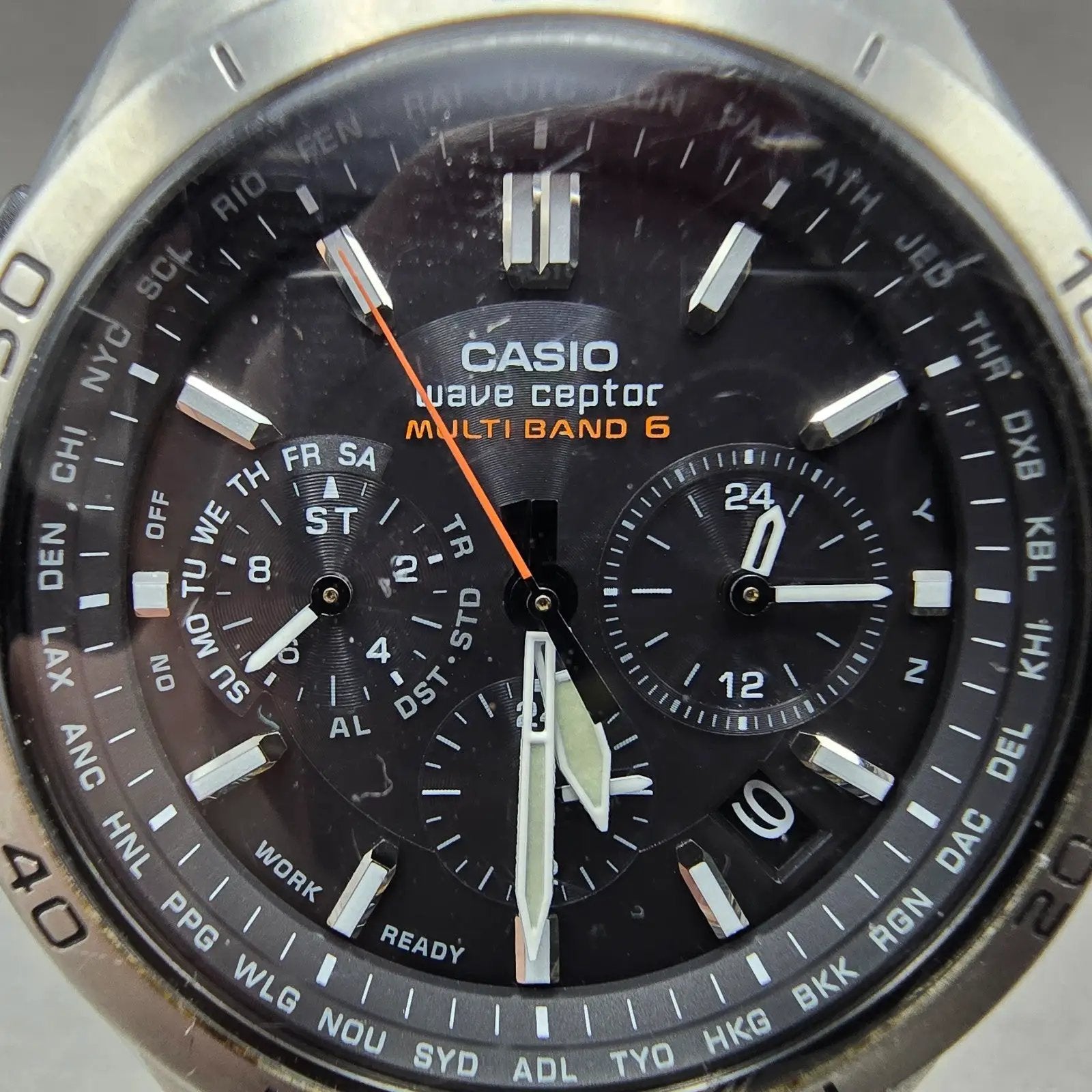 Casio Waveceptor WVQ-M410 Watch Men 43mm Black Dial Silver Tone Date Solar Runs1
