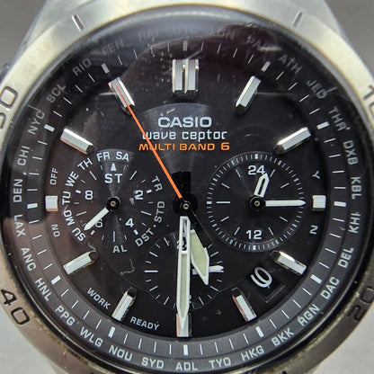 Casio Waveceptor WVQ-M410 Watch Men 43mm Black Dial Silver Tone Date Solar Runs1