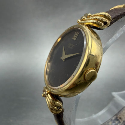Seiko Watch Women 22mm Brown Dial Gold Tone Round 2320-0240 New Battery Vintage2