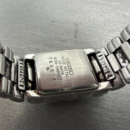Seiko Tank Watch Women 13mm Silver & Gold Dial Two Tone 1E20-5990 New Battery9