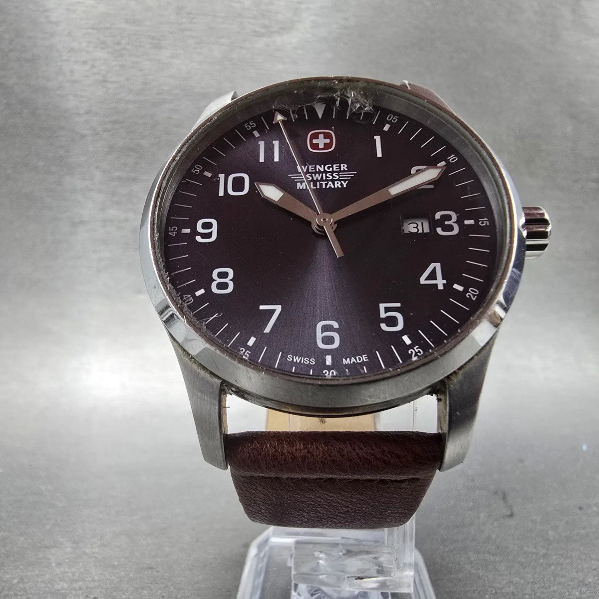 Wenger Swiss Military Terragraph Watch Men 42mm Gray Dial Steel Date New Battery6