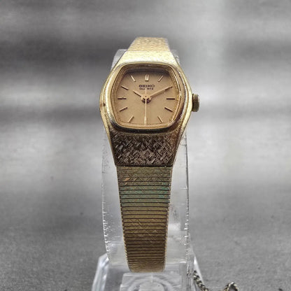 Seiko Watch Women 16mm Gold Dial Gold Tone Oval 2C21-5149 New Battery Vintage5
