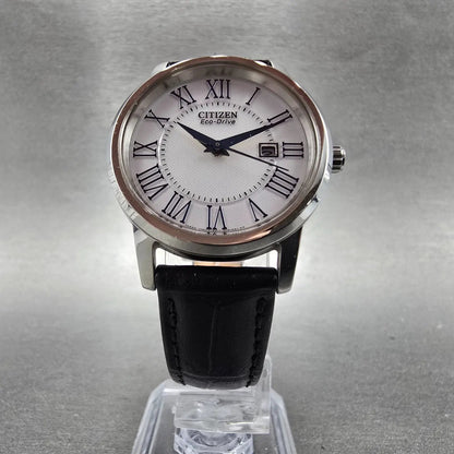 Citizen Eco-Drive Watch Women 30mm White Dial Silver Tone Date E011-S084091 Runs5