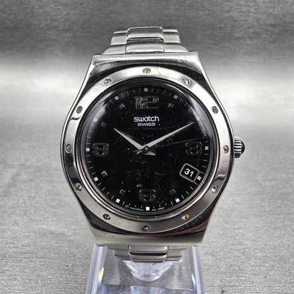 Swatch Her Tender Black Watch Women 33mm Black Dial Silver Tone YLS433G New Batt0