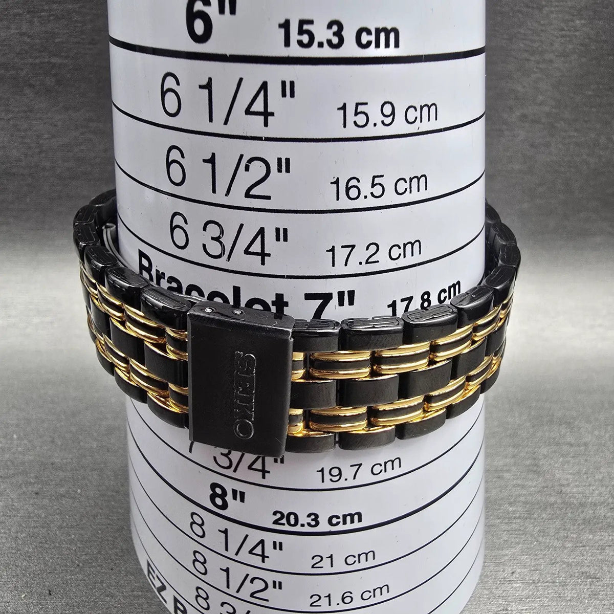 Seiko Watch Men 34mm Black Dial Black & Gold Date Round 7N22-7041 New Battery JP9