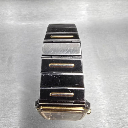 Seiko Watch Men 27mm Gray Dial Two Tone Rectangle 9020-5169 New Battery Neo VTG4