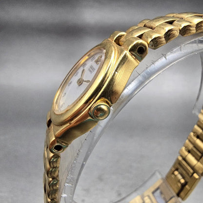 Seiko Watch Women 18mm White Dial Gold Tone Oval 1N00-5C70 New Battery Vintage2