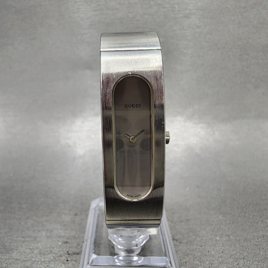 Gucci 2400S Tank Watch Women 14mm Silver Dial Stainless Steel New Battery READ!!0