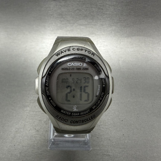 Casio Waveceptor Watch Men 42mm Digital Alarm Chrono Gray Oval WV50H New Batt0