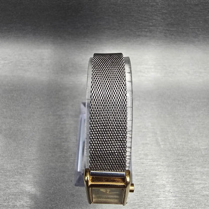 Skagen Watch Women 15mm Silver Dial Gold Tone Rectangle 136SGS New Battery BD4