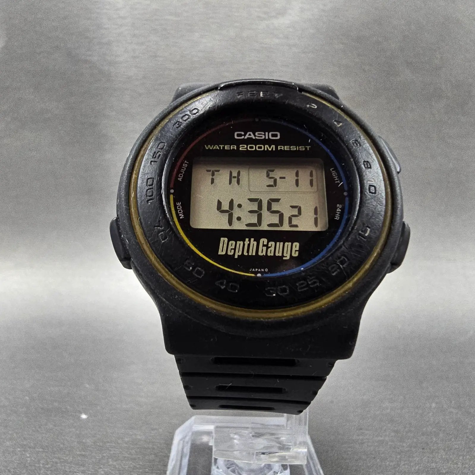 Casio DW-220DG Depth Gauge Watch Men 41mm Black Alarm Chronograph Round New Batt5