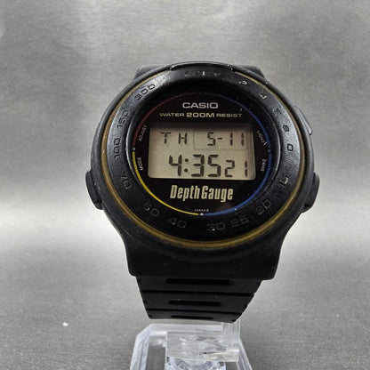 Casio DW-220DG Depth Gauge Watch Men 41mm Black Alarm Chronograph Round New Batt5