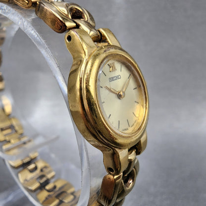 Seiko Watch Women 19mm Champagne Dial Gold Tone Round V4001130 New Battery3
