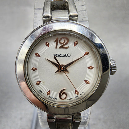 Seiko Watch Women 21mm White Dial Silver Tone Round 1N010PK0 New Battery1