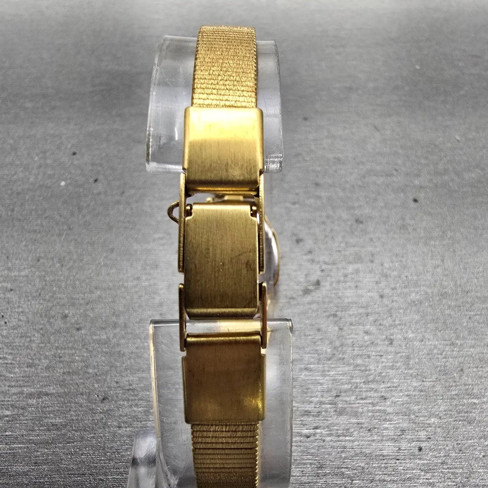 Seiko Watch Women 17mm Black Dial Gold Tone Octagon 1N00-5B29 New Battery VTG7