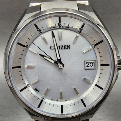 Citizen Attesa Watch Men 41mm White Dial Titanium Date Atomic Round Works