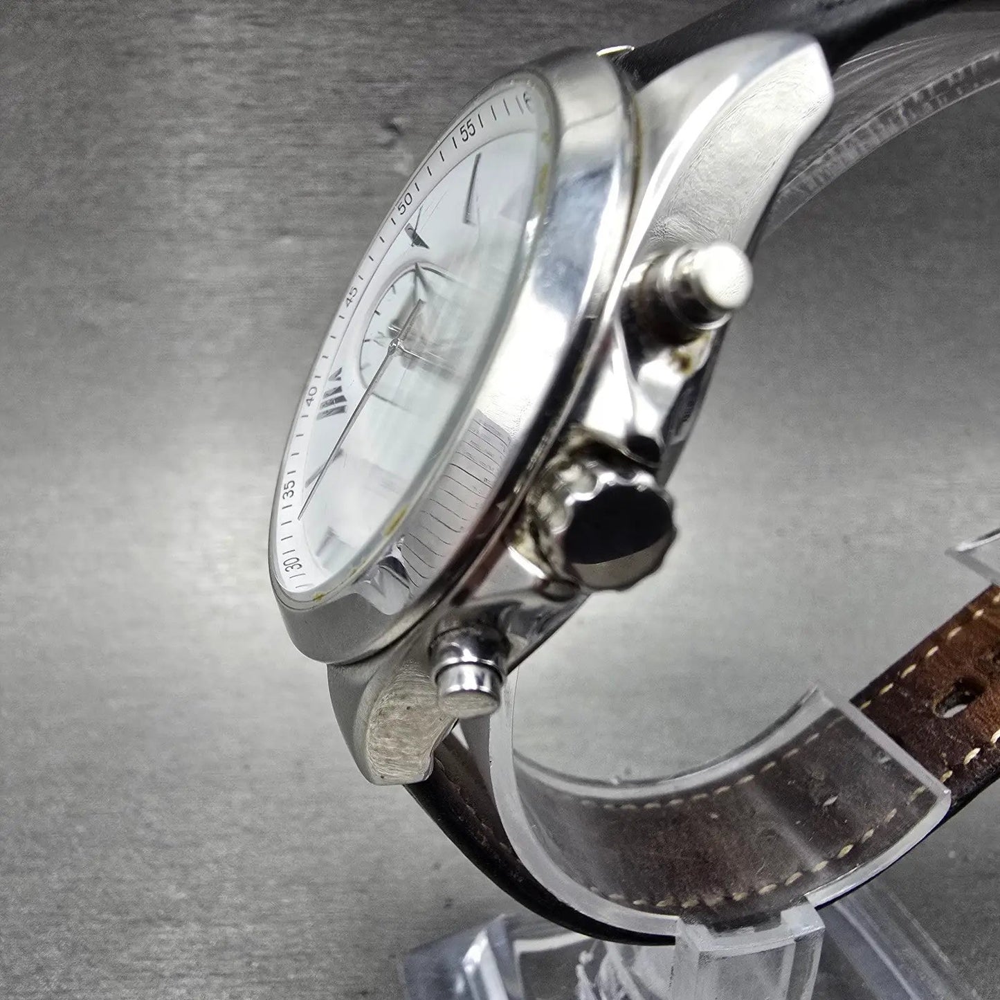 Fossil Chronograph Watch Women 36mm White Dial Silver Tone BQ3122 New Battery2