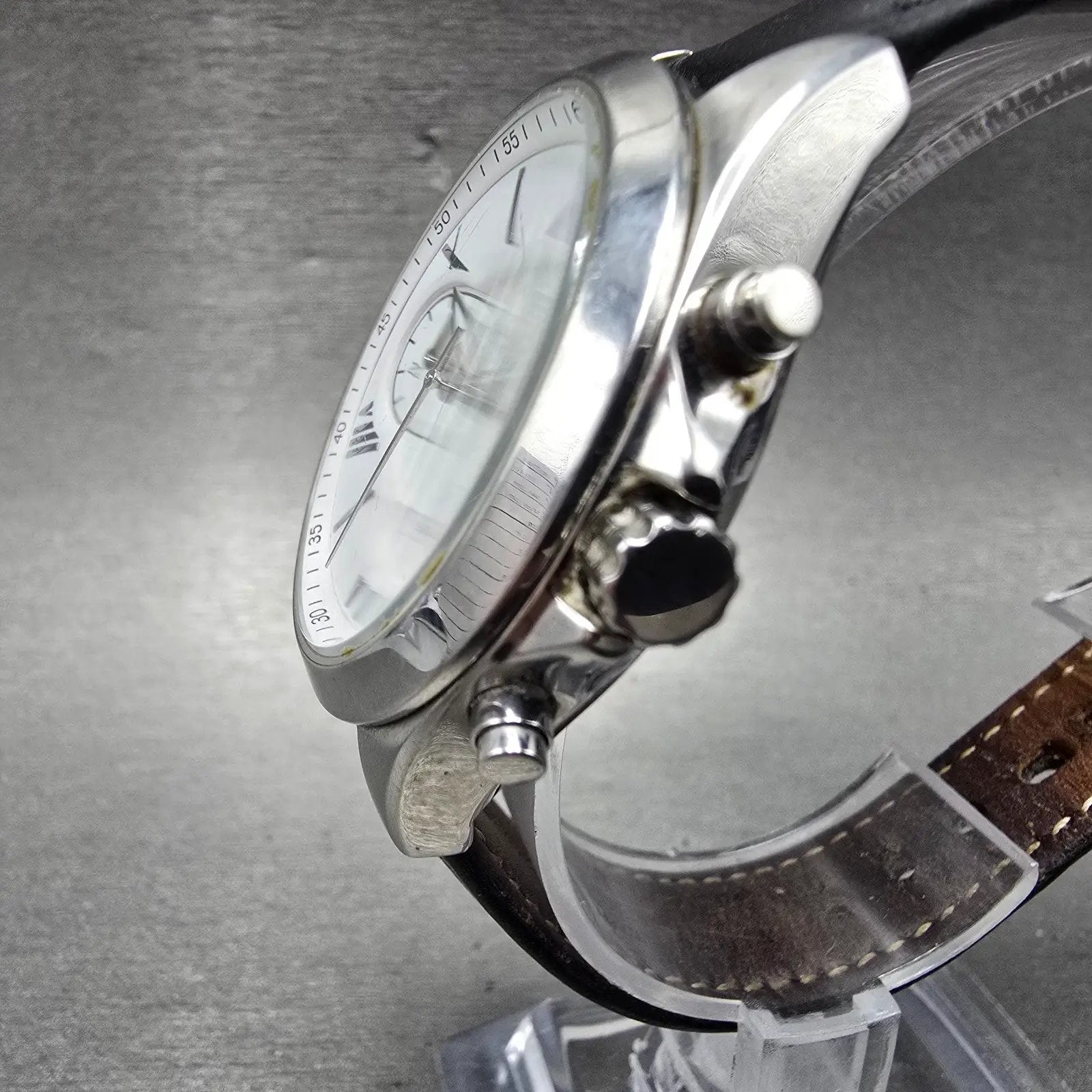 Fossil Chronograph Watch Women 36mm White Dial Silver Tone BQ3122 New Battery2