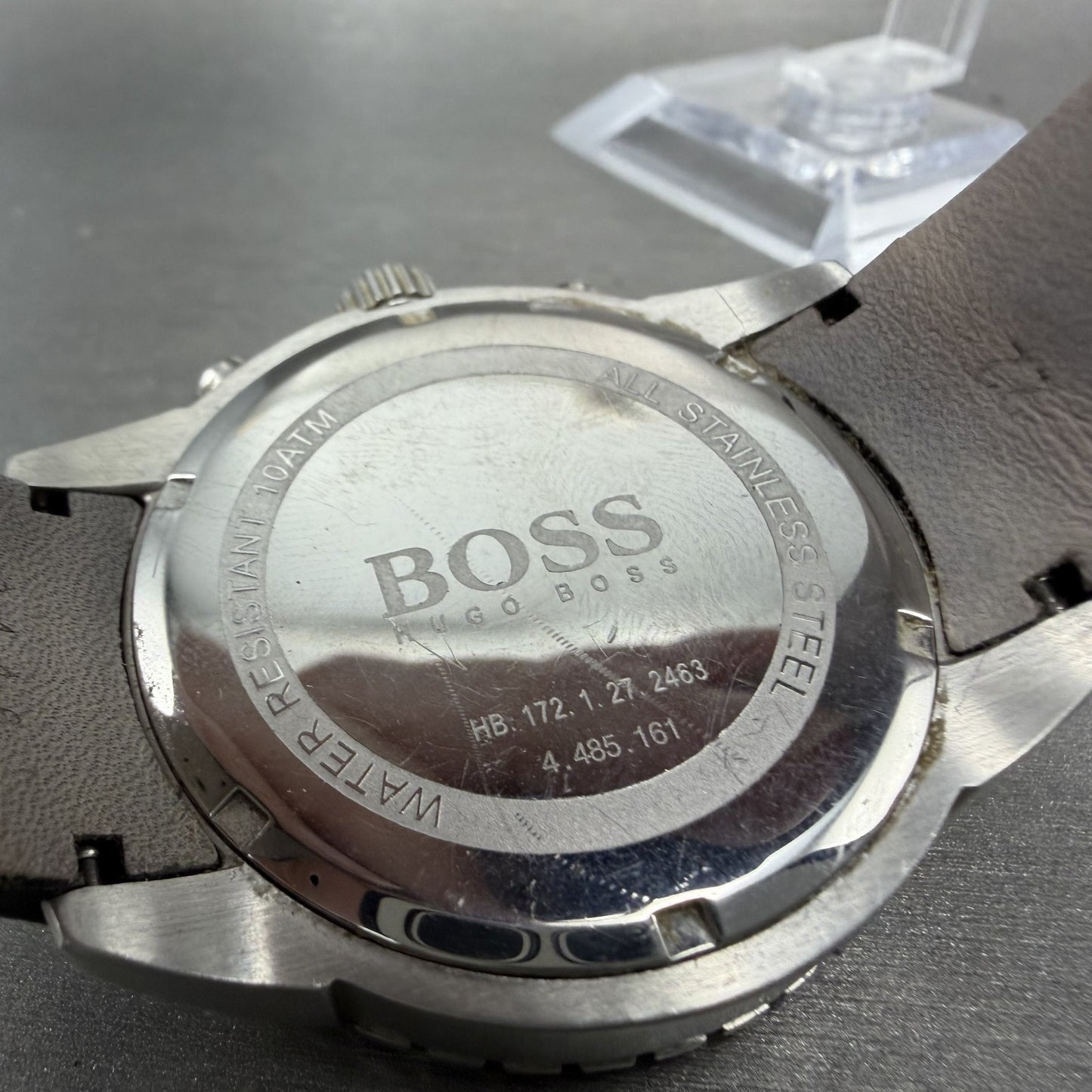 Hugo Boss  Deep Blue Chronograph Watch Men 44mm White Dial Steel Date New Batt9