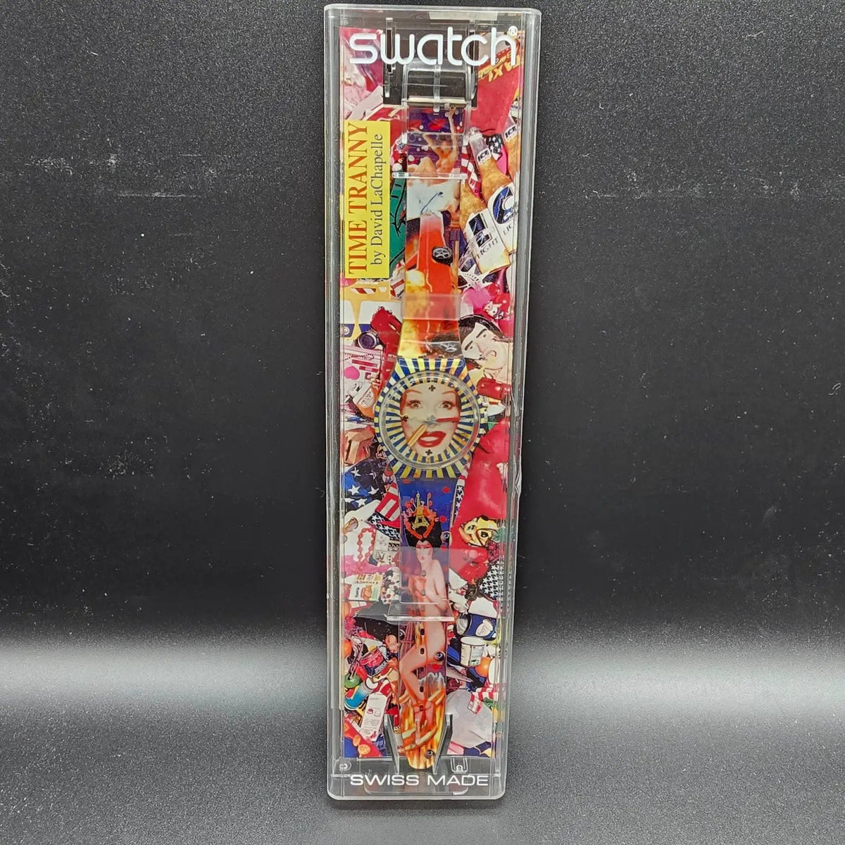 Swatch Time Tranny Watch Men 34mm David LaChapelle Round GZ163 New Battery NOS17