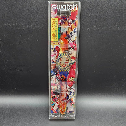 Swatch Time Tranny Watch Men 34mm David LaChapelle Round GZ163 New Battery NOS17